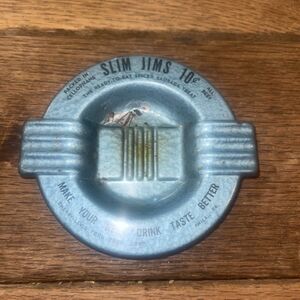 VTG SLIM JIMS ADVERTISING TIN ASHTRAY! CHERRY-LEVIS PROD. CORP. PHILA, PA U.S.A.
